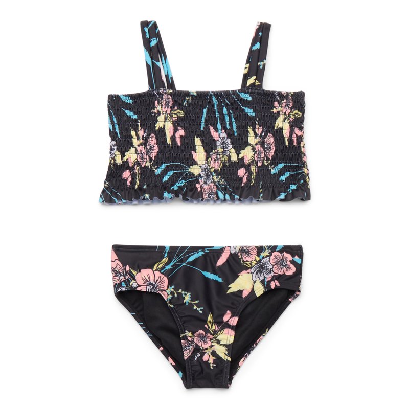 Jessica Simpson Girls Smocked Ruffle Hem Swimsuit Set 2-Piece Sizes XS-XL