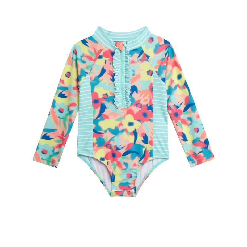 Jessica Simpson Toddler Girls' Rashguard Swimsuit With Hat Sizes 12M-24M