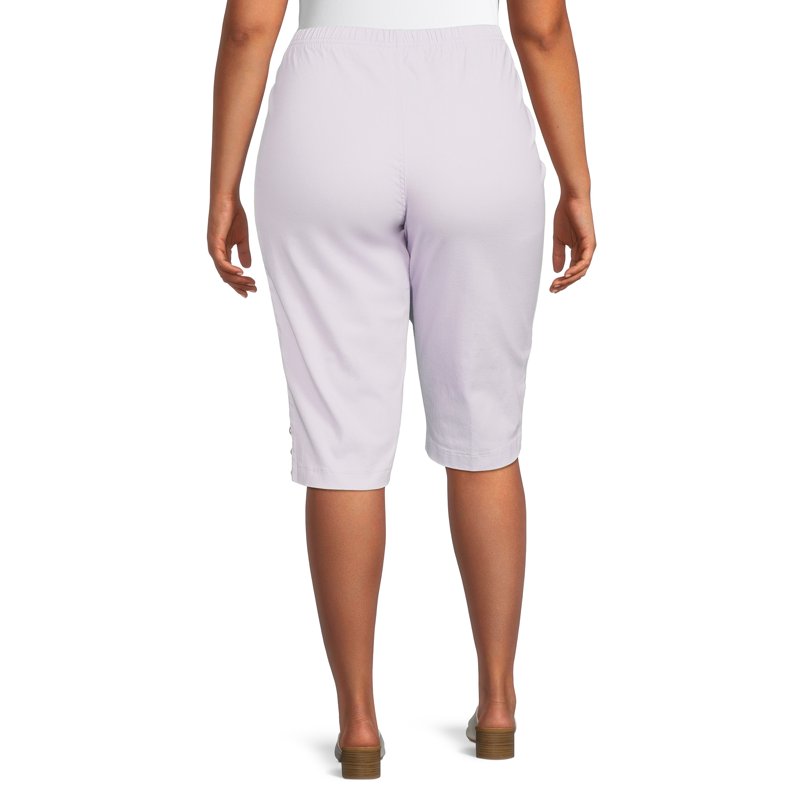 JMS Just My Size By Hanes Women's Plus Bling Tab Stretch Capri Pants