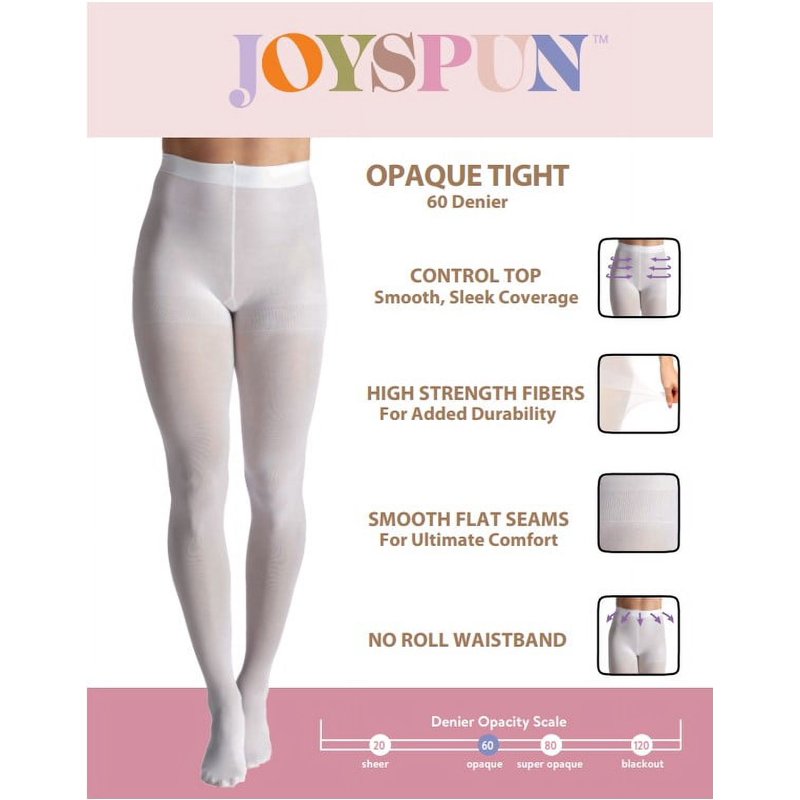 Joyspun Opaque Control Top Tights For Women Sizes S-3XL 2-Pack