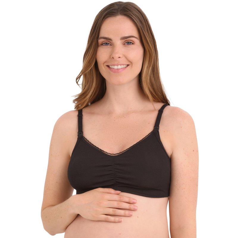 Joyspun Women's 2-Pack Maternity Ribbed Cotton Nursing Bralette Sizes S-XXXL