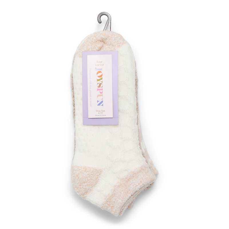 Joyspun Women's Double Layer Low Cut Lounge Socks 3-Pack Fits Shoe Sizes 4-10