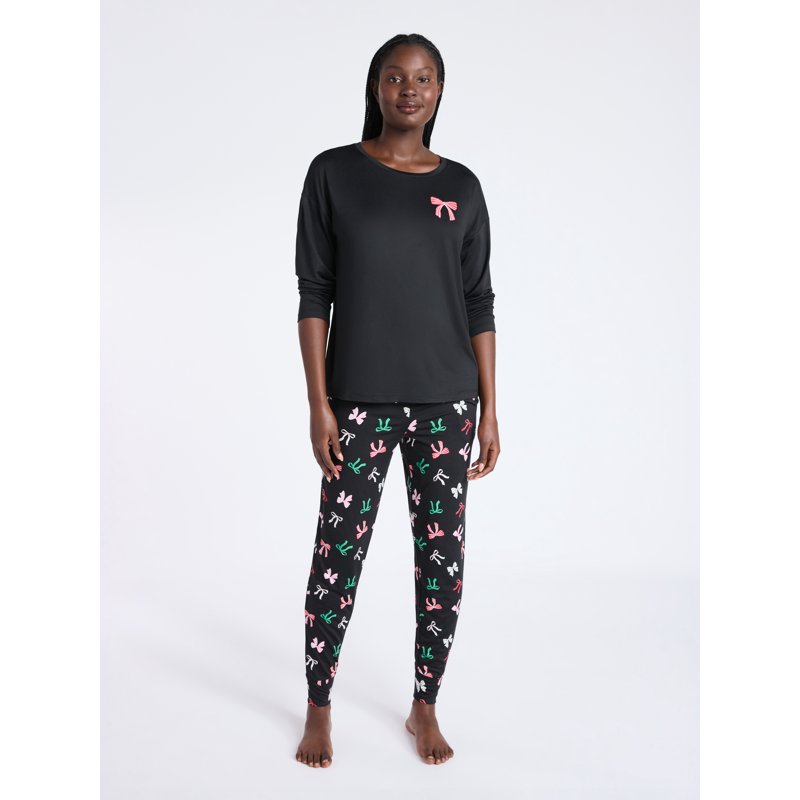 Joyspun Women's Dreamy Soft Collection Long Sleeve Sleep Top And Joggers Pajamas Set 2-Piece Sizes XS-3X