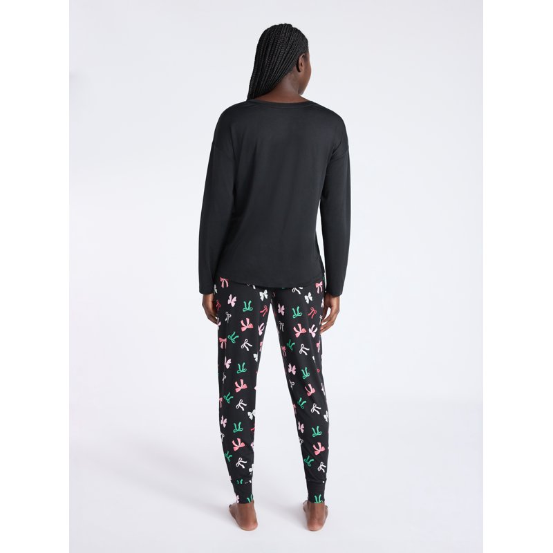 Joyspun Women's Dreamy Soft Collection Long Sleeve Sleep Top And Joggers Pajamas Set 2-Piece Sizes XS-3X