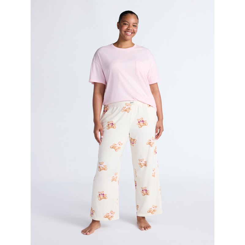Joyspun Women's Velour Wide-Leg Sleep Pants Size XS-3X