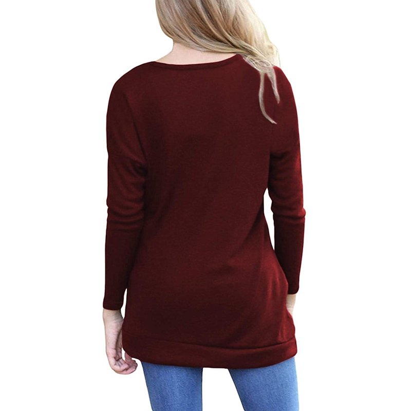 JuneFish Women's Casual Long Sleeve Tunic Tops Fall T-shirt Blouses