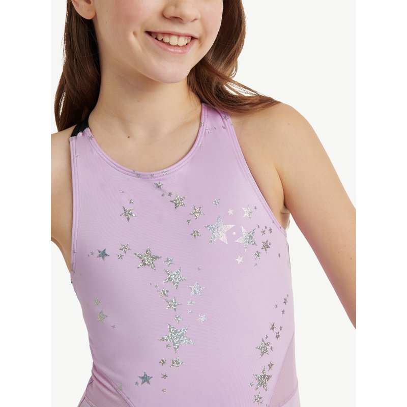 Justice Celestial Foil Print Gymnastics Leotards For Teens With Scrunchie Sizes XS-XL