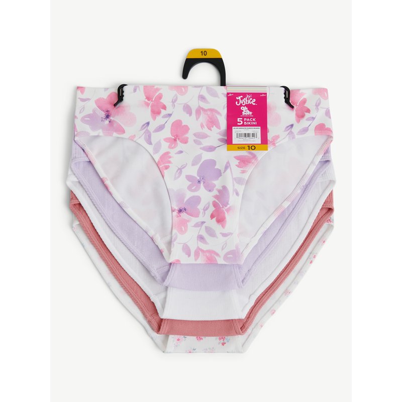 Justice Girls Seamless Bikini Undies 5-Pack Sizes 6-16