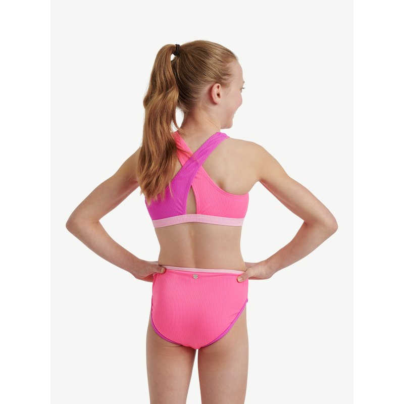 Justice Girls Two-Piece Color Blocked Halter Bikini Sizes 5-18