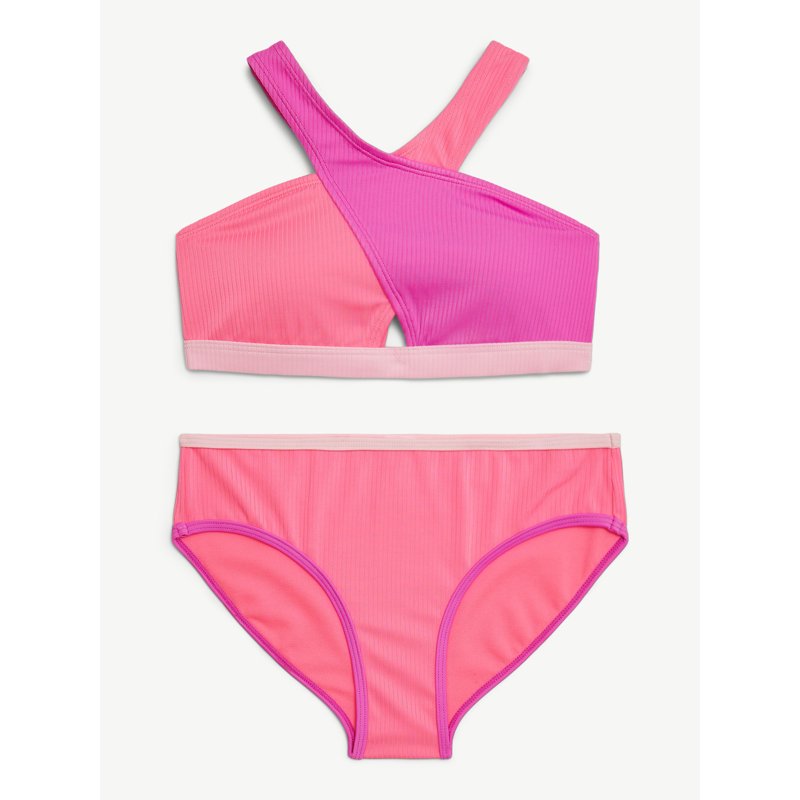 Justice Girls Two-Piece Color Blocked Halter Bikini Sizes 5-18