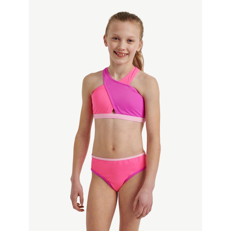Justice Girls Two-Piece Color Blocked Halter Bikini Sizes 5-18