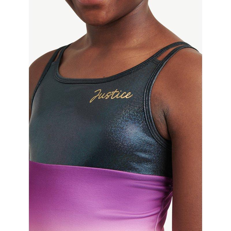 Justice Ombre Macrame Back Dance And Gymnastics Leotard With Scrunchie Girls Purple S