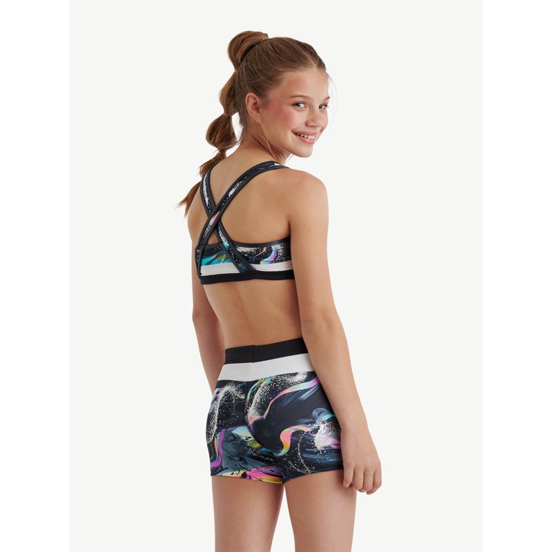 Justice Reversible Racerback Sports Bra For Girls With Swirl Print Sizes XS-XL