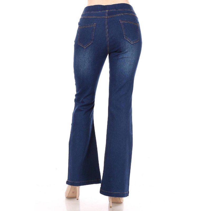 Jvini Women's Flare Jeans Pull-On High Waisted Stretch Denim Jean Dark Indigo 31" Inseam