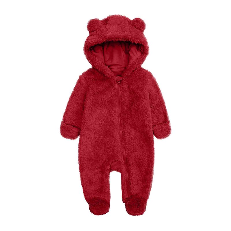 Kctiaxy Newborn Girl Clothes Baby Boy Romper Long Sleeve Crew Neck Hodded Fleece Lined Onesie Outfits Zipper Cute Printed Jumpsuit Warm Fall Winter Baby Clothes 0-9 Months Summer Deals