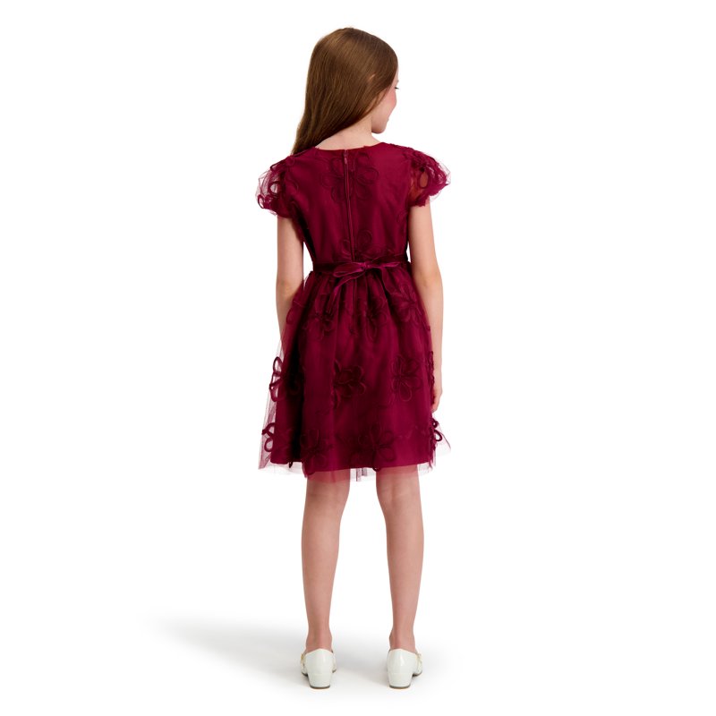 Kensie Girl Floral Soutache Mesh Short Sleeve Dress Sizes 4-16
