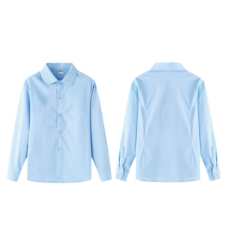 Ketyyh-chn99 Boy's School Uniform Long Sleeve Button Down Shirt Girls Oxford Shirt Boys Solid Button Up Shirt For 4-5 Years Blue
