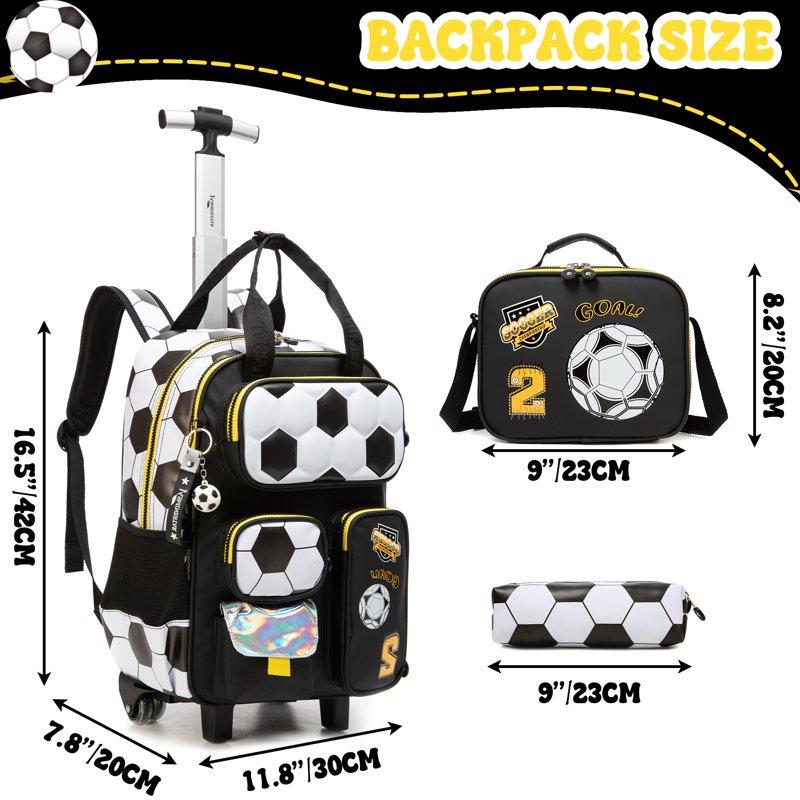 Kids Rolling Backpack Boys With Wheels Wheeled School Bags With Lunch Bag Pencil Case For Teens Ages 8-10 Cute Carry On Luggage