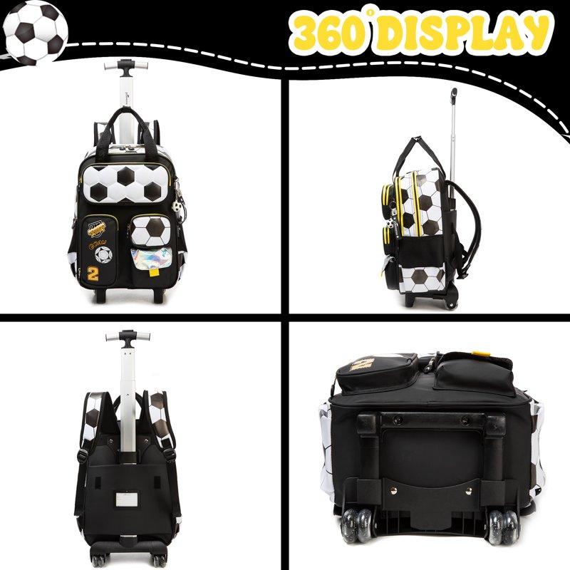 Kids Rolling Backpack Boys With Wheels Wheeled School Bags With Lunch Bag Pencil Case For Teens Ages 8-10 Cute Carry On Luggage