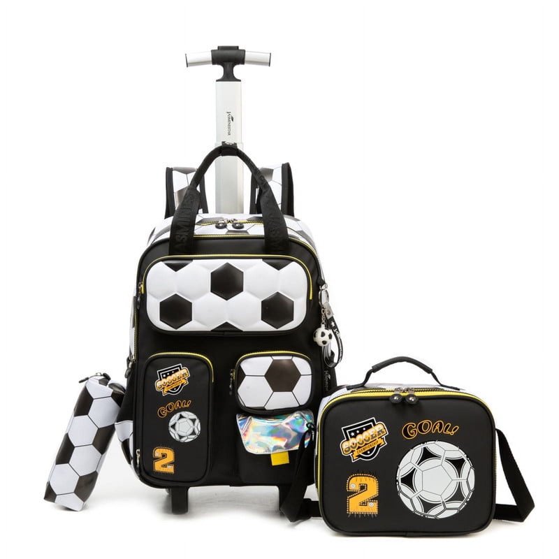 Kids Rolling Backpack Boys with Wheels Wheeled School Bags with Lunch Bag Pencil Case for Teens Ages 8-10 Cute Carry on Luggage