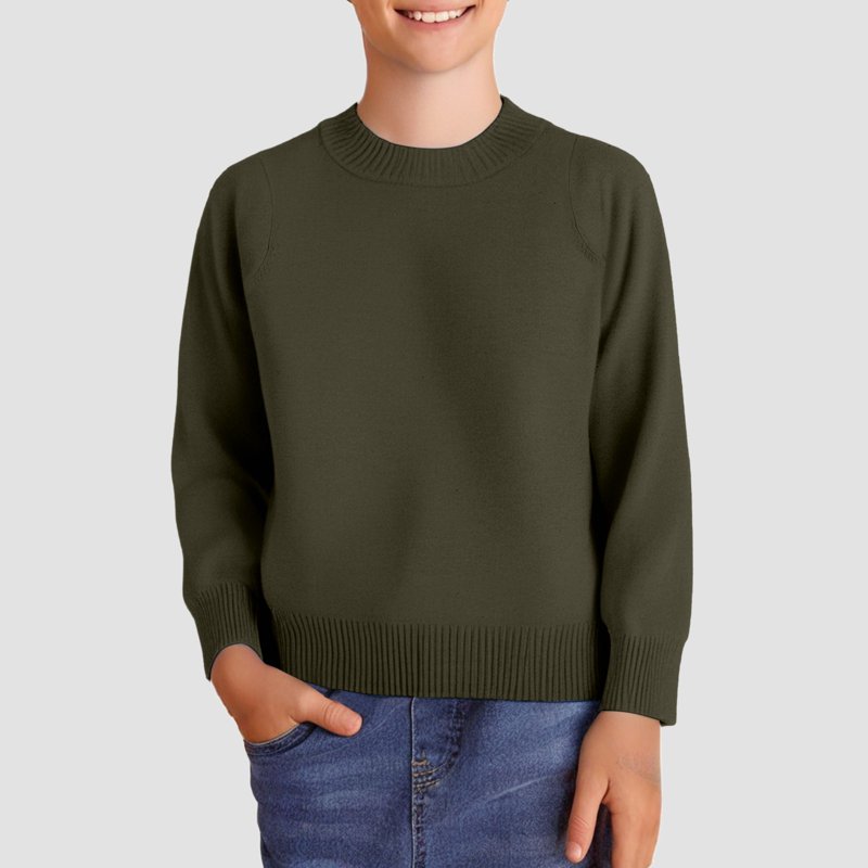Kids Sweaters Boys Kids Christmas Sweater Boy's Cotton Knit Sweater Long Sleeve Lightweight Casual Pullovers For Kids Uniform Sweater Dark Green 8 Years