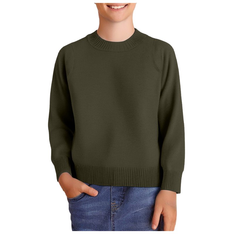 Kids Sweaters Boys Kids Christmas Sweater Boy's Cotton Knit Sweater Long Sleeve Lightweight Casual Pullovers for Kids Uniform Sweater Dark Green 8 Years