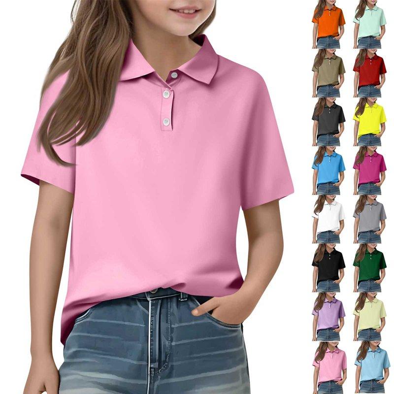 Kopltyrfg Girls Uniform Shirts Short Sleeve Solid Color School Uniform 2025 Button Moisture Wicking Fall Blouse Mint Green 13-14 Years
