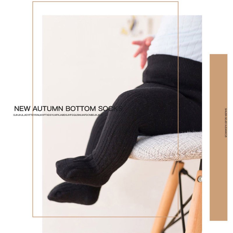 Krdevn Baby Socks - Baby Toddler Girls Boys Cable Knit Tights Cotton Footed Leggings Pantyhose Stocking Pants - Socks For Baby Girl Color:Black Size:6-12 Months