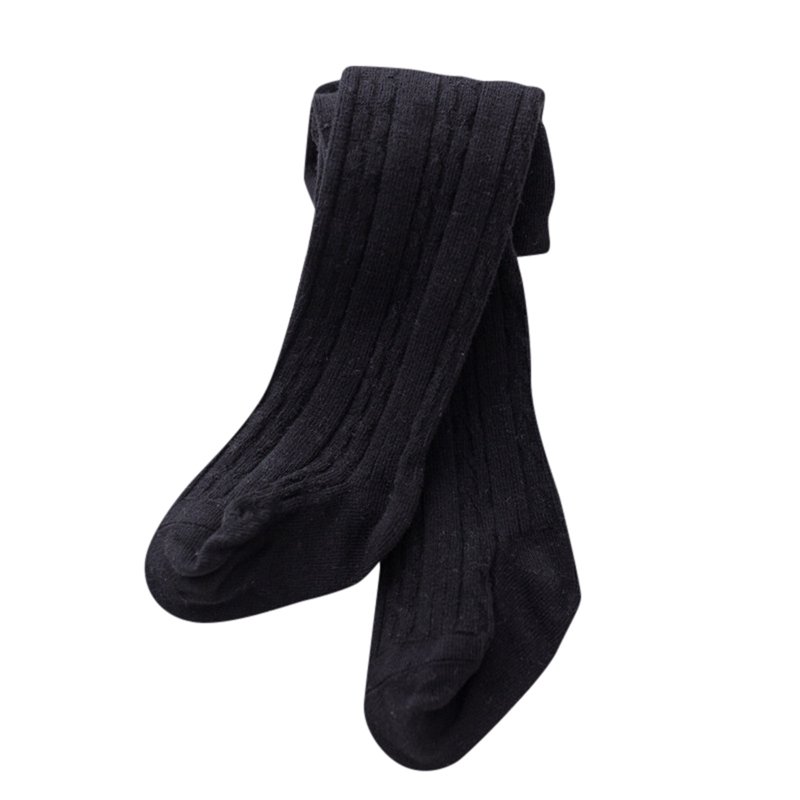 Krdevn Baby Socks - Baby Toddler Girls Boys Cable Knit Tights Cotton Footed Leggings Pantyhose Stocking Pants - Socks for Baby Girl Color:Black Size:6-12 Months