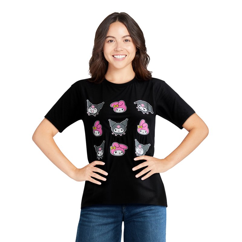 Kuromi and My Melody Women’s Graphic Tee with Short Sleeves Sizes XXS-XXL