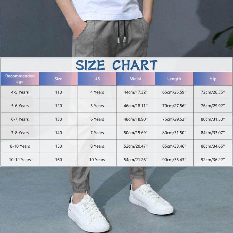 KyCheLot Boys Pant Casual Schoolwear Drawstring Straight Leg Slim Cotton Linen Pants With Pockets 4-12 Years