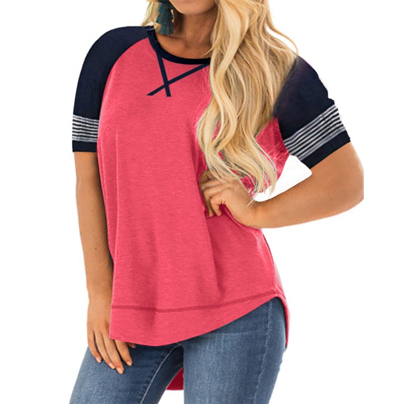 LANREMON Women Plus Size Tops Summer T Shirts Tunic For Women Crew Neck Short Sleeve Flowy Oversized T Shirts Blouse Pink 24 Plus