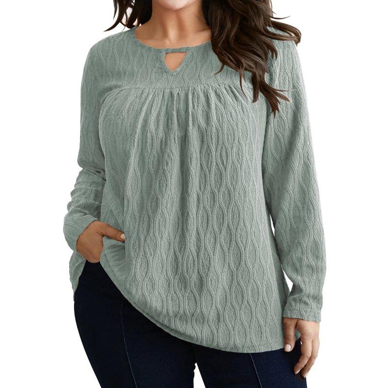 LANREMON Womens Plus Size Tops Long Sleeve Shirts V Neck Textured Keyhole Gathered Knit Tunic Loose Fall Blouses LANREMON Womens Plus Size Tops Long Sleeve Shirts V Neck Textured Keyhole Gathered Knit Tunic Loose Fall Blouses