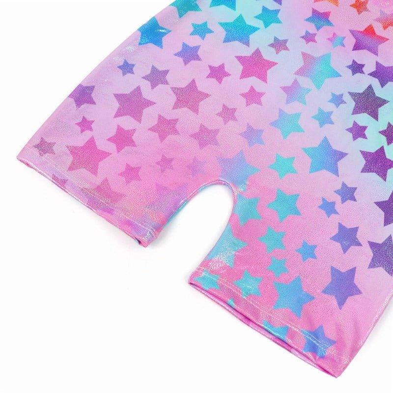 Leotards For Girls Gymnastics Kids Children Biketard With Shorts Sparkly Rainbow Star Dance Unitards