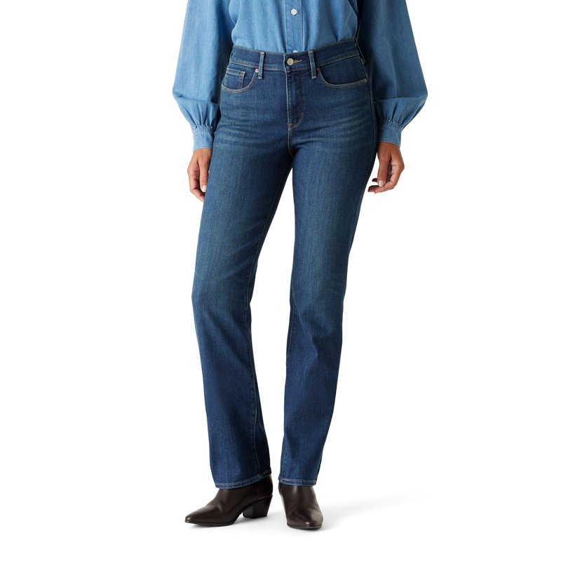 Levi Strauss Signature Women's and Women's Plus Mid Rise Straight Jeans Inseams: Short Regular Long; Sizes 2-26