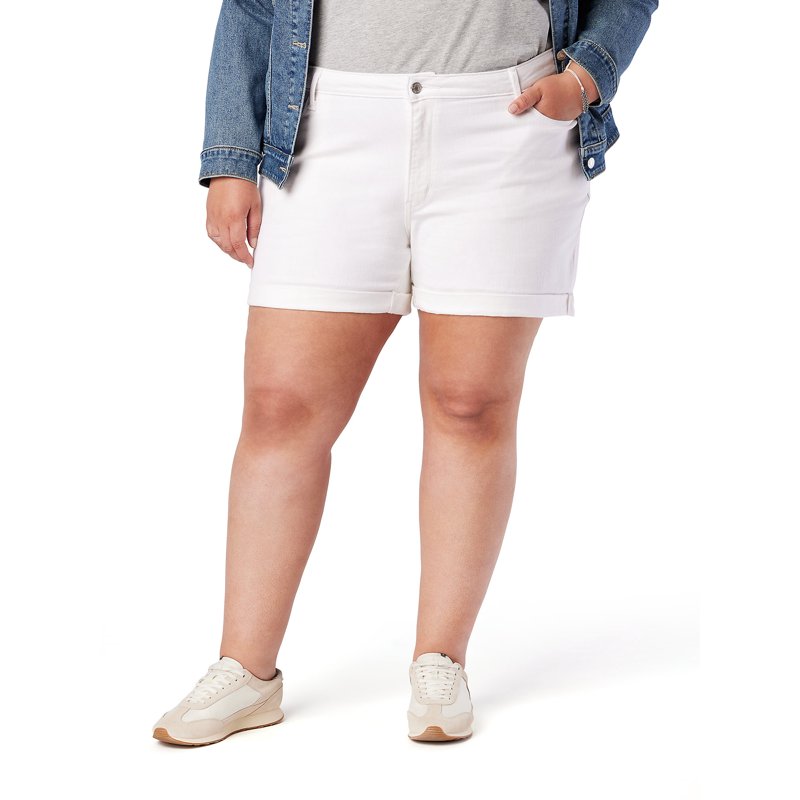 Levi Strauss Signature Women's and Women's Plus Size Mid Rise 5" Cuffed Shorts Sizes 2-28