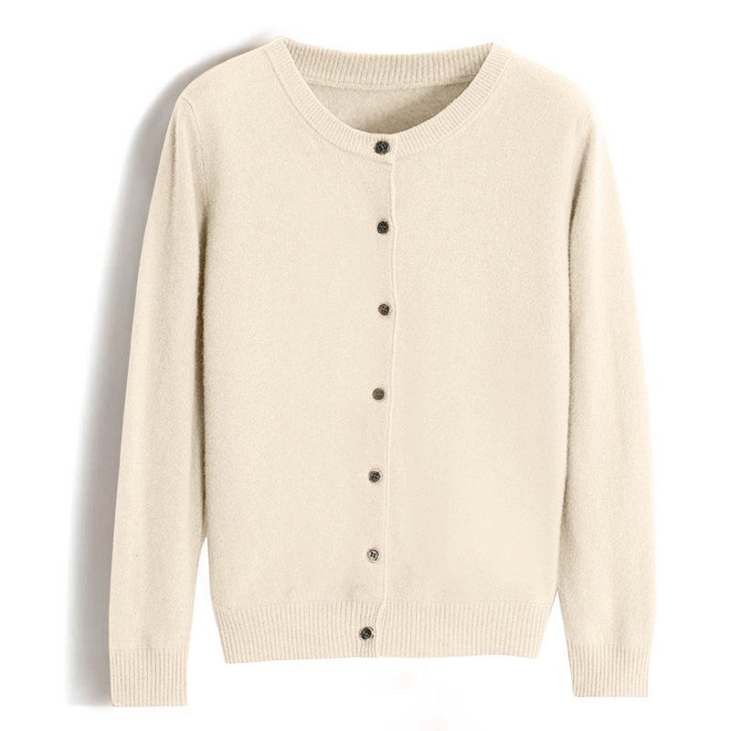Lightweight Cardigans For Women Women's Cardigan Sweater Classic Crew Neck Button Collar Knit Front Open Cardigan Sweaters For Women Lightweight Beige L