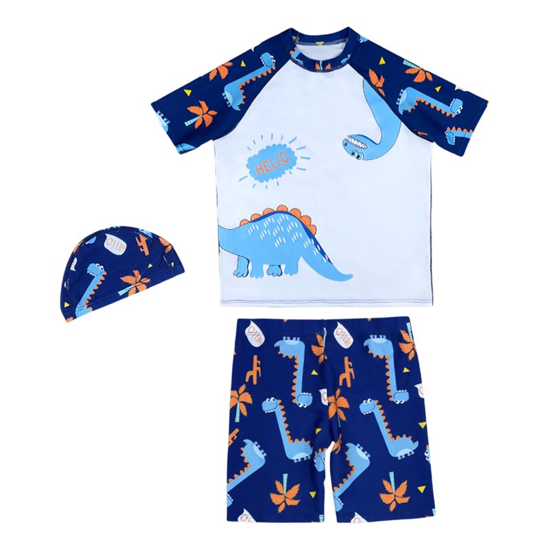 Little Boys Short Sleeve Rash Guard And Swim Trunk Set Bathing Suits 2 Piece Swimsuit Blue 4-5 Years