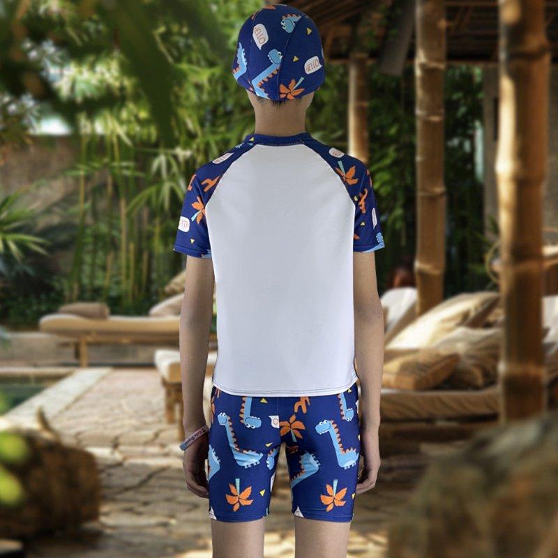 Little Boys Short Sleeve Rash Guard And Swim Trunk Set Bathing Suits 2 Piece Swimsuit Blue 4-5 Years