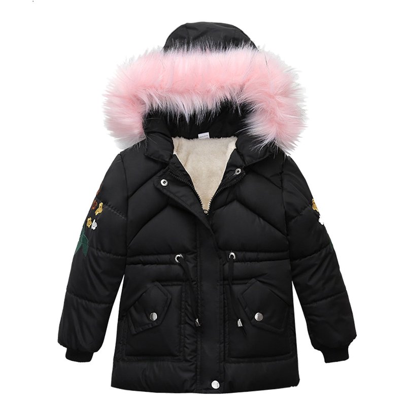 Little Girls Winter Coat Long Puffer Down Jacket Windproof Hooded Outwear Children's Thick Padded Coat Size 6-7T