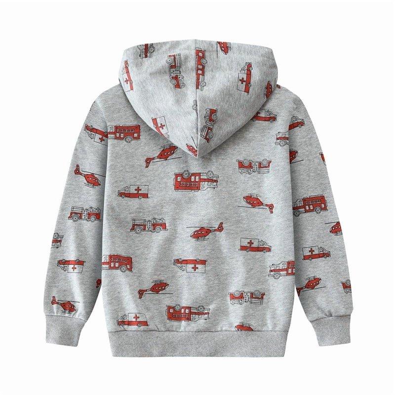 Little Hand Baby Boy Zip-up Jacket Rescue Car Toddler Hoodie Sweatshirt Light Winter Coat Fall Outwear 2T-7T