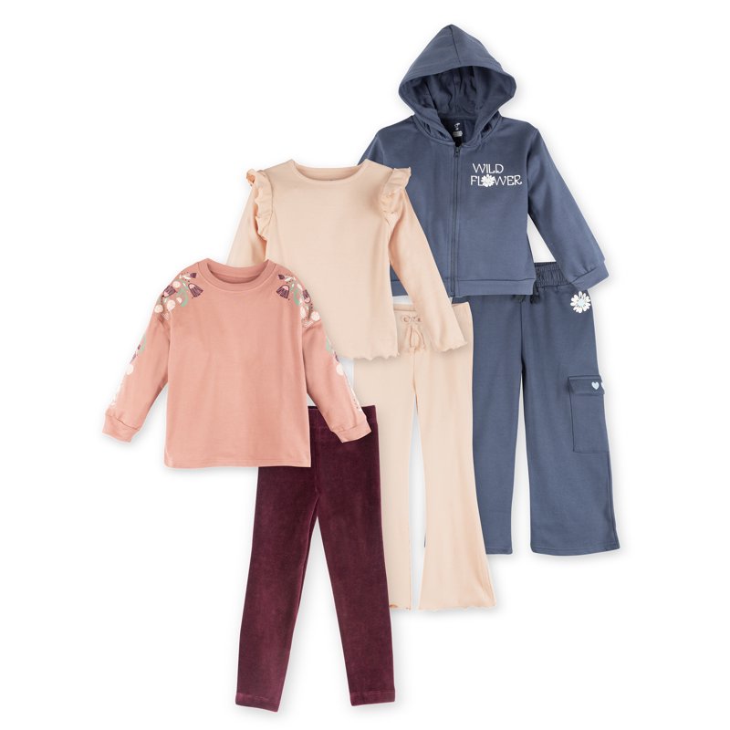 Little Star 100% Organic Cotton 6Pc Toddler Girl Outfit Set