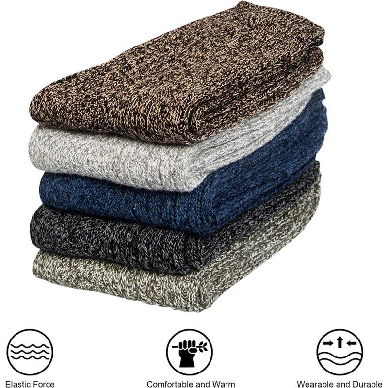 Loritta 5 Pairs Warm Wool Socks For Women Thick Knit Thermal Crew Winter Warm Socks