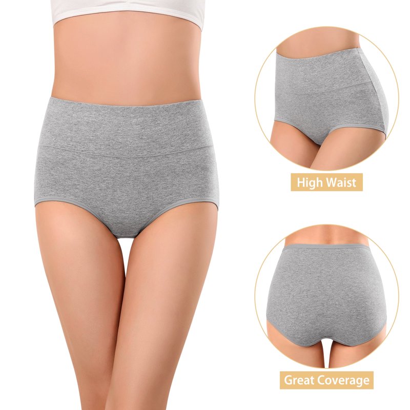 Loritta 7 Packs Underwear For Women Cotton High Waist Panties Full Coverage Cotton Panties For Women Packs Size S-2XL