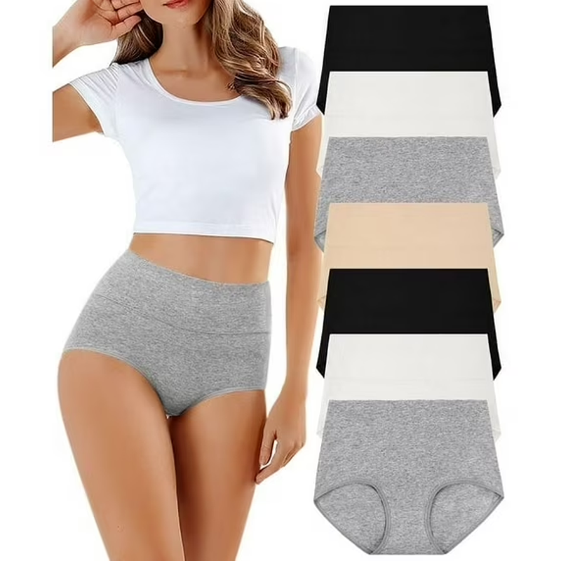 Loritta 7 Packs Underwear for Women Cotton High Waist Panties Full Coverage Cotton Panties for Women Packs Size S-2XL