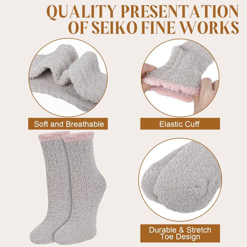 Loritta 7 Pairs Winter Womens Fuzzy Socks Soft Warm Cozy Fluffy Soft Fleece Socks Size 5-9