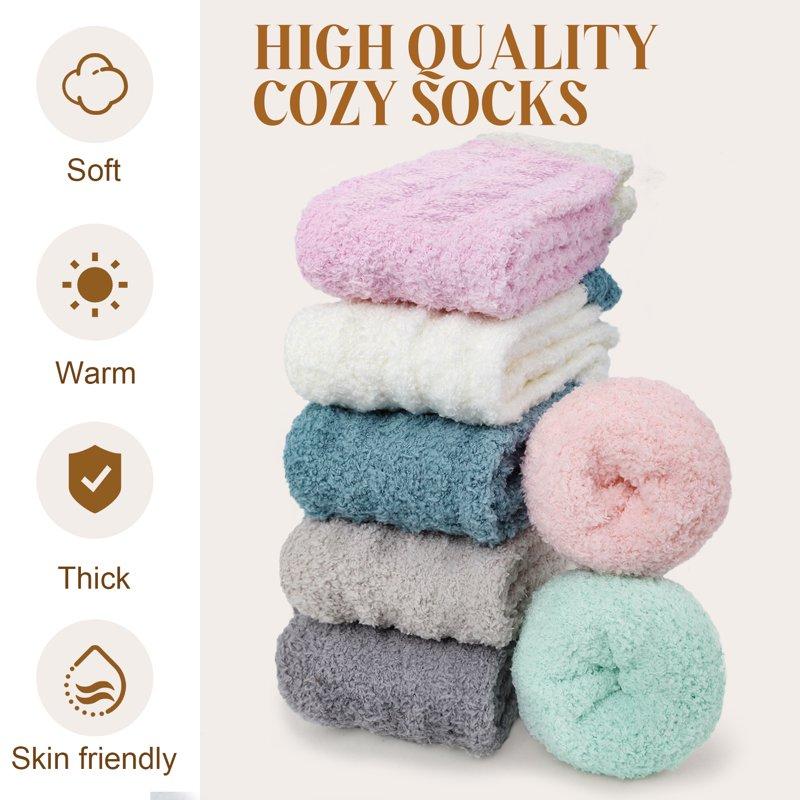 Loritta 7 Pairs Winter Womens Fuzzy Socks Soft Warm Cozy Fluffy Soft Fleece Socks Size 5-9