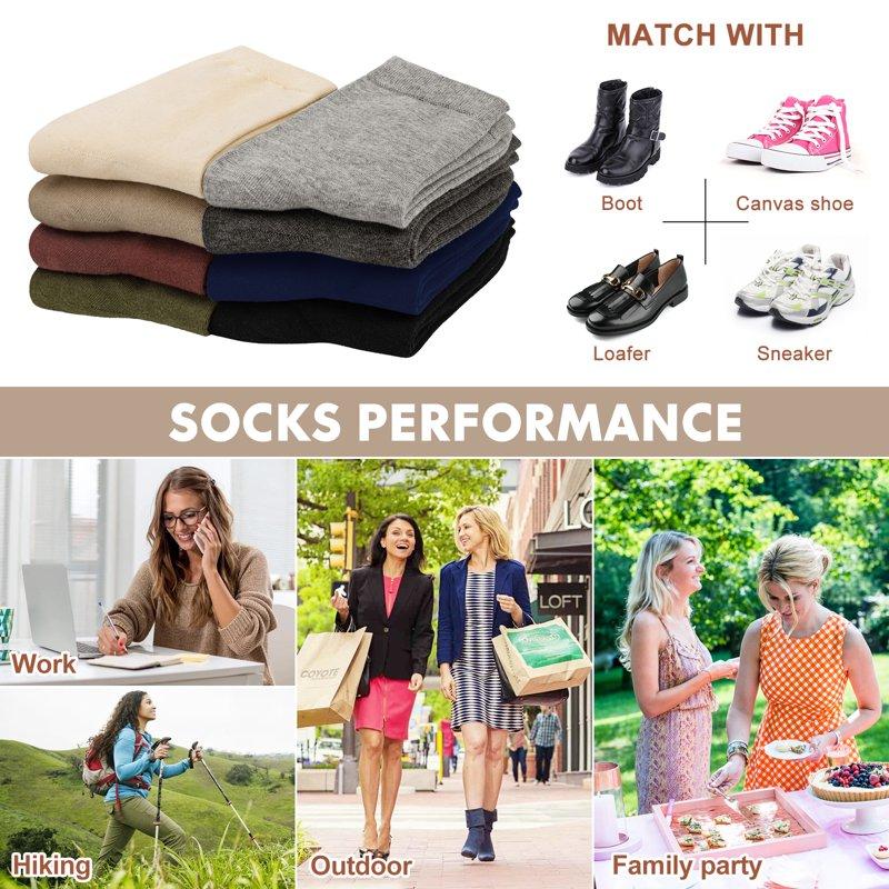 Loritta Women Crew Socks Soft Cotton Dress Socks Pack Athletic Socks For Women Size 5-9 8 Pairs