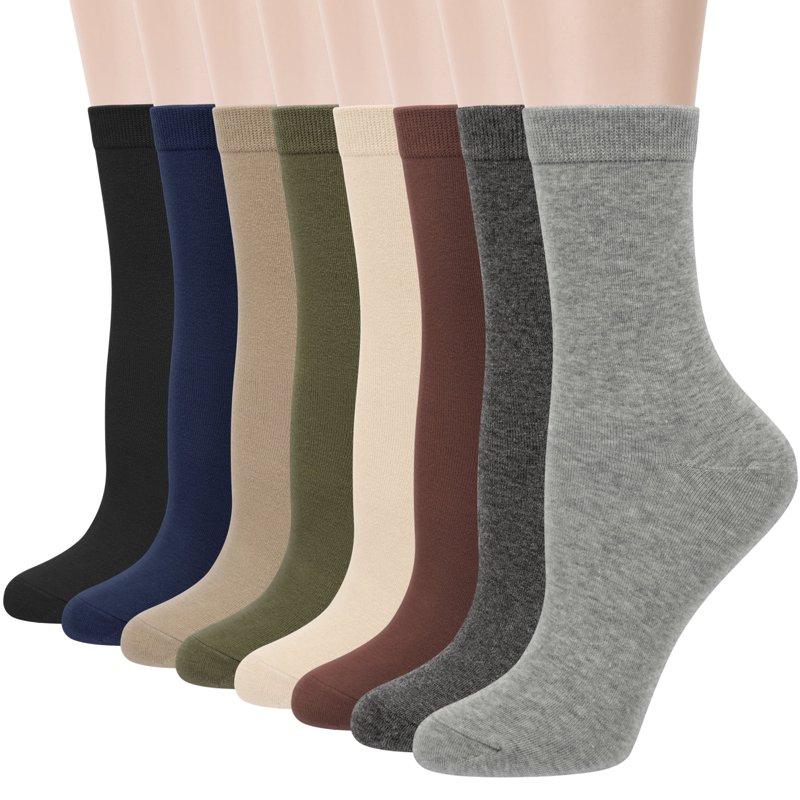 Loritta Women Crew Socks Soft Cotton Dress Socks Pack Athletic Socks for Women Size 5-9 8 Pairs