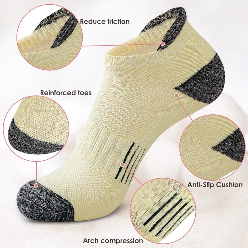 Loritta Womens Ankle Socks Low Cut Cushioned No Show Athletic Size 6-8 Socks For Women 6 Pairs